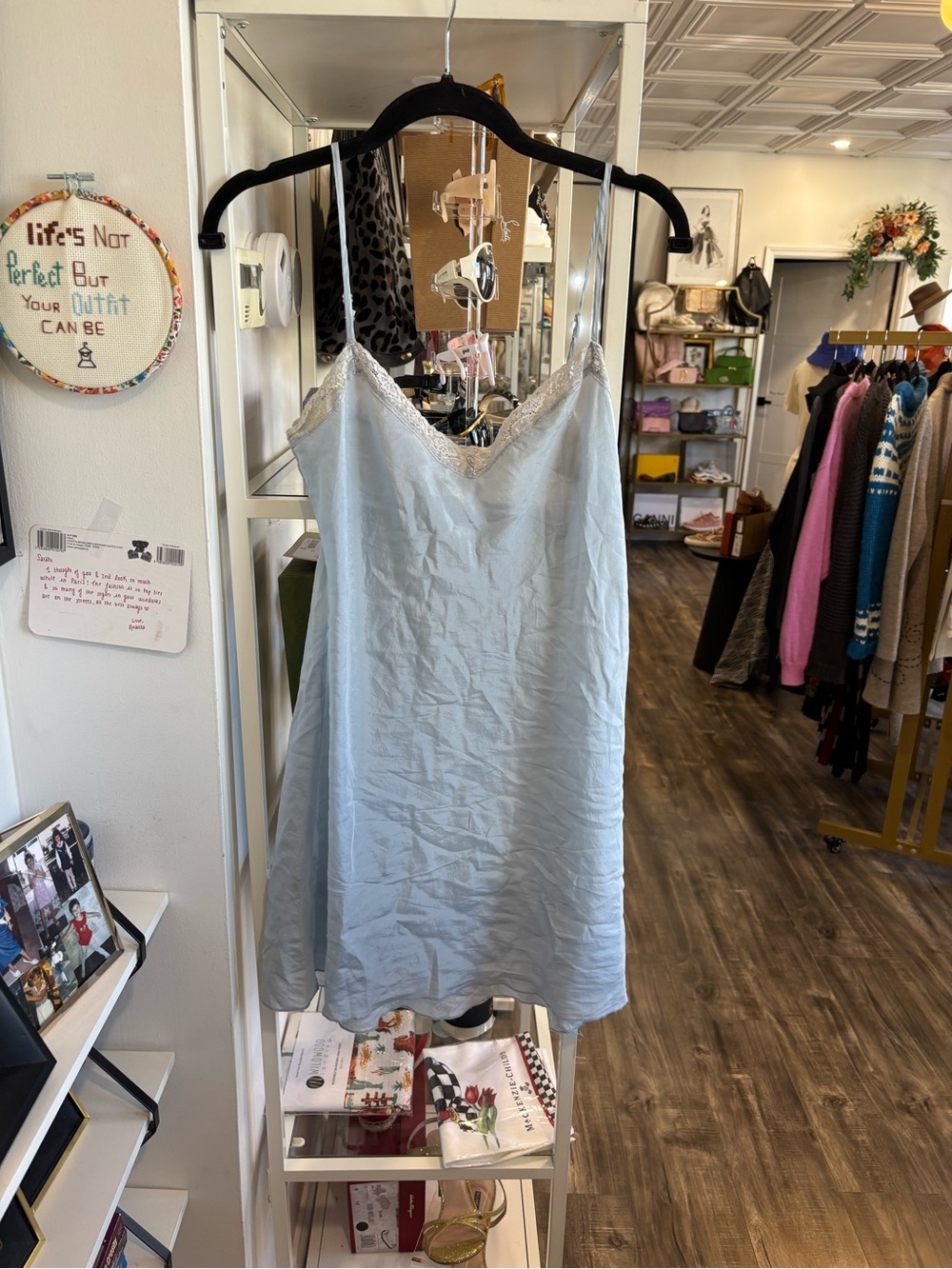 Light Blue Lace-Trim Slip Dress